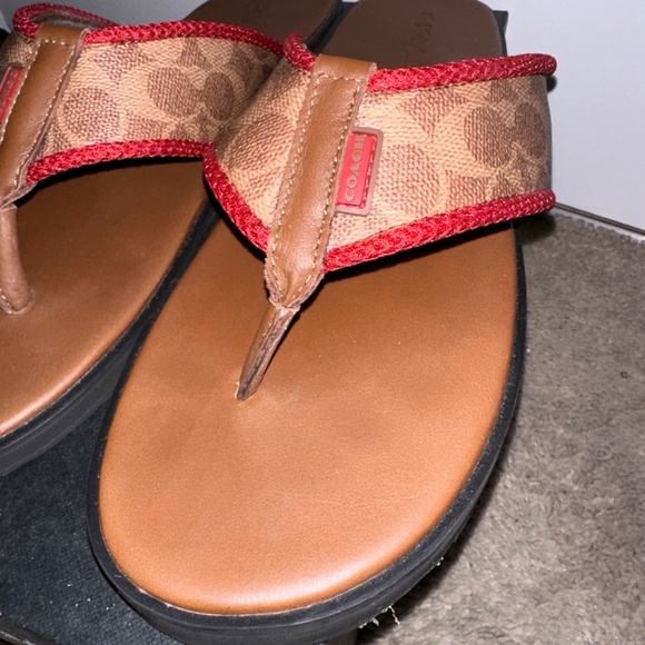 Coach signature Men's Flip Flop khaki/saddle size 13 - Picture 6 of 10